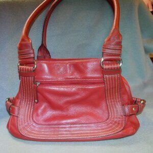 Tignanello Red Leather handbag- dbl strap- 12x8x5
